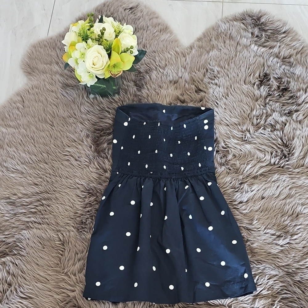 Navy Blue Polka Dot Dress - Picture 4 of 9